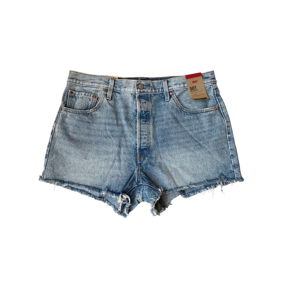 Levi's 501 XX High Rise Cutoff Denim Shorts Women 34 Blue Raw Hem Button Fly NWT